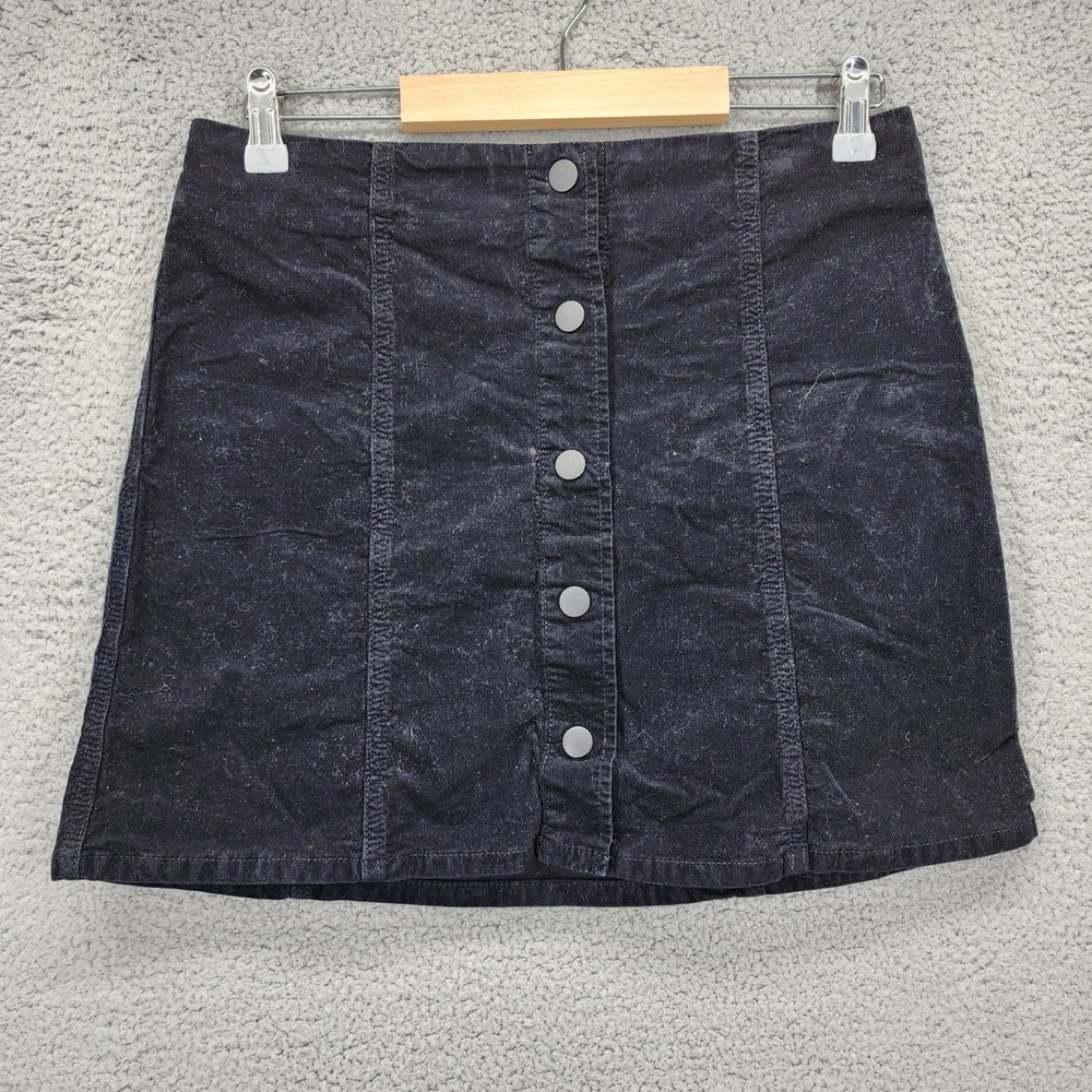 Joie Jeans Womens Black Corduroy Button Front Mini Skirt Size 28 Made in USA